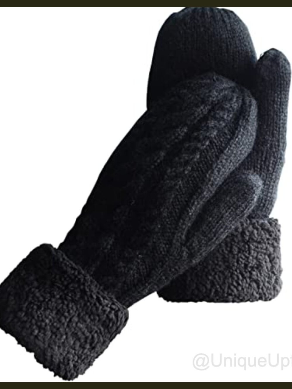 Wool Knit Mittens Warm Fleece Lined Winter Gloves Cozy Thick